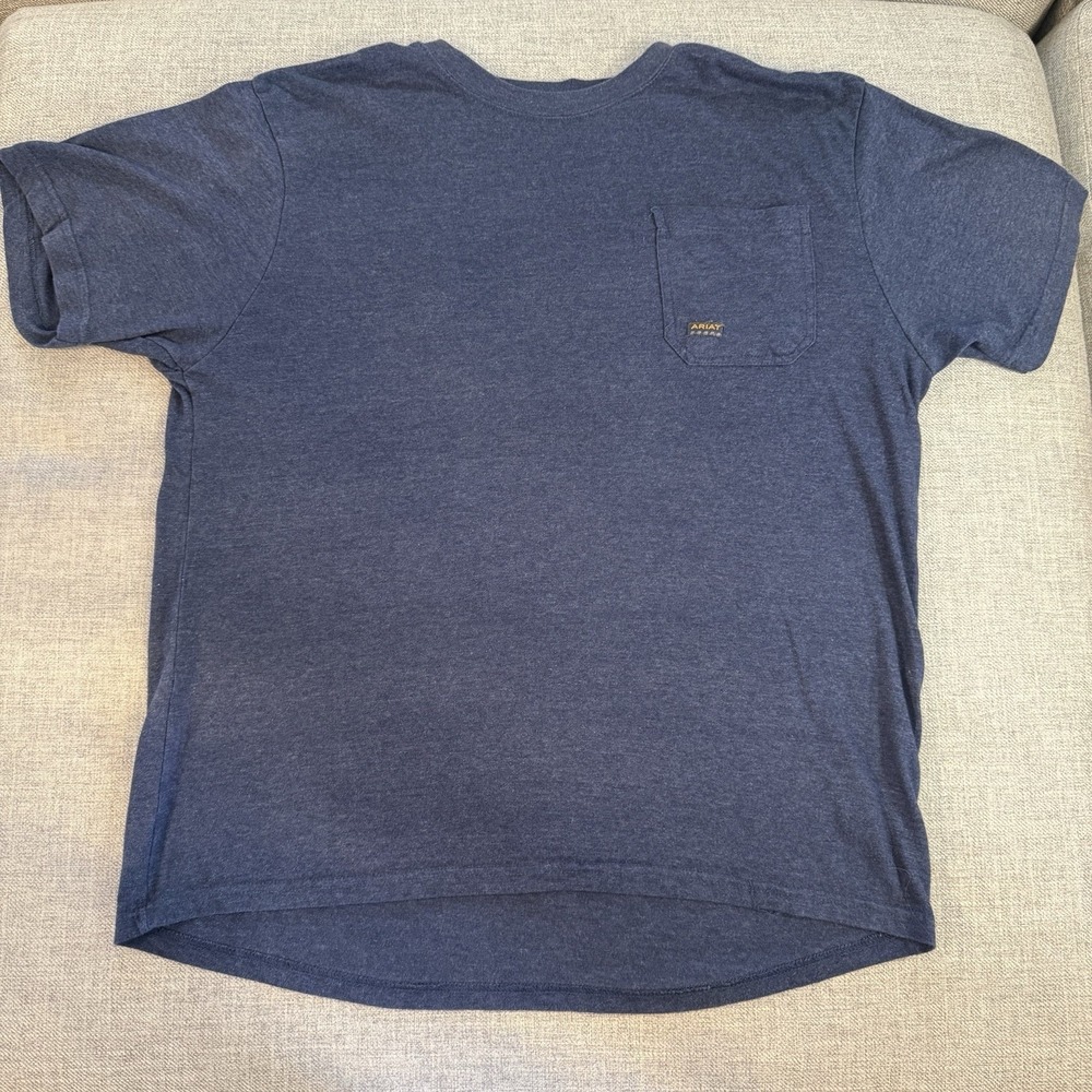 Ariat Rebar Mens M Blue Graphic Pocket T Shirt Workwear Cotton BlendShort Sleeve